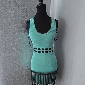 Elegant Aqua Sleeveless Dress
